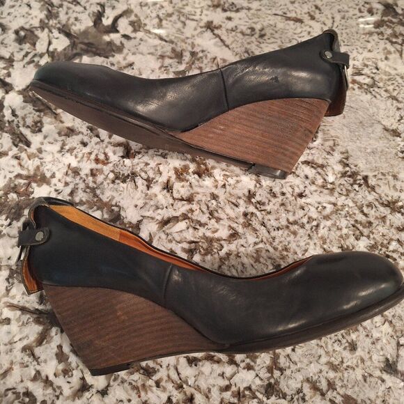 COCLICO Wedge‎ black leather Flats size 37.5 - Picture 6 of 11